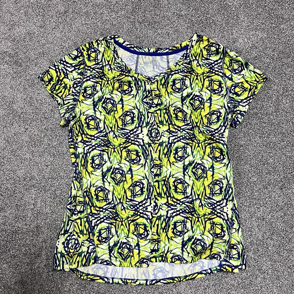 Everlast Sport Athletic Shirt Green Blue Performance Womens XL Short Sleeve Tee